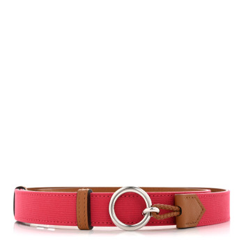 HERMES Toile Epsom Reversible Babord 24mm Belt Rose Extreme Gold