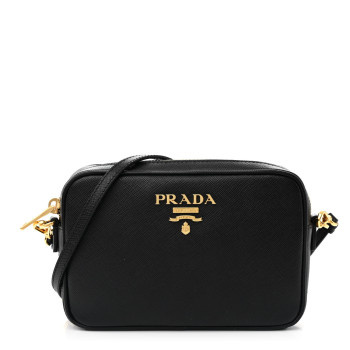 PRADA Saffiano Lux Small Camera Crossbody Bag Black