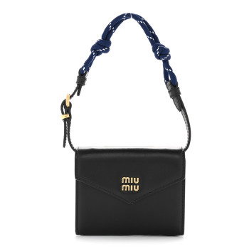 MIU MIU Nappa Wallet On Strap Black Baltic