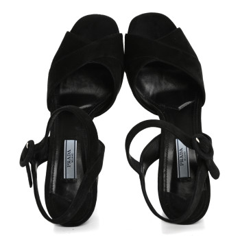 PRADA Suede Platform Sandals 39 Black