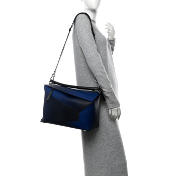 LOEWE Calfskin Large Puzzle Edge Bag Dark Marino