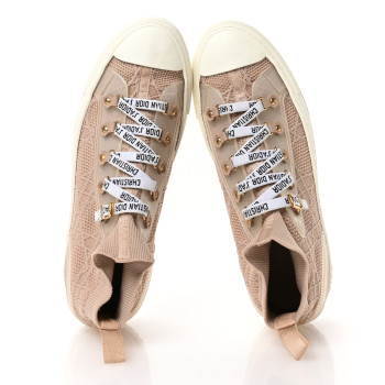 CHRISTIAN DIOR Technical Mesh Cannage Womens Walk'n Dior High Top Sneakers 41 Nude