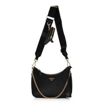 PRADA Saffiano Lux Re-Edition 2005 Shoulder Bag Black