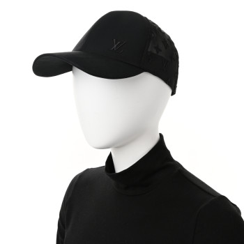 LOUIS VUITTON Monogram Mesh Cotton Cap M Black