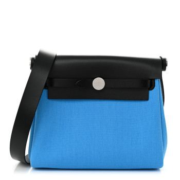 HERMES Military Toile Vache Hunter Herbag Zip Retourne 20 Bleu Riviera Black