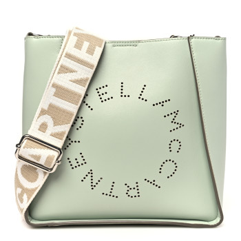 STELLA MCCARTNEY Eco Alter Nappa Perforated Logo Mini Crossbody Sage Green