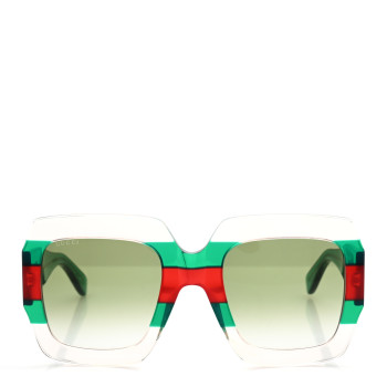 GUCCI Acetate Square Web Frame GG0178S Sunglasses Green Red