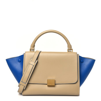 CELINE Smooth Calfskin Medium Bi-Color Trapeze Beige Blue