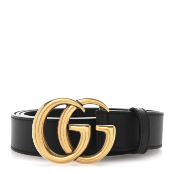 GUCCI Calfskin Double G 30mm Belt 100 40 Black