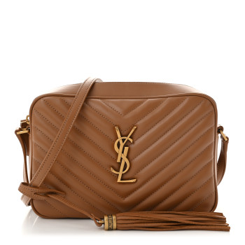 SAINT LAURENT Calfskin Matelasse Monogram Lou Camera Bag Cinnamon