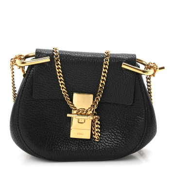 CHLOE Grained Lambskin Nano Drew Shoulder Bag Black