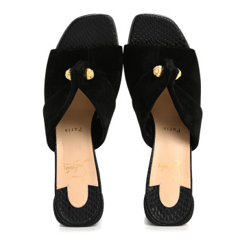 CHRISTIAN LOUBOUTIN Veau Velours Calfskin Jurassic Stanis Love 55 Sandals 40 Black