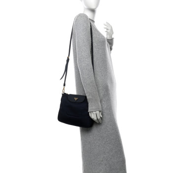PRADA Tessuto Nylon Saffiano Crossbody Bag Bleu