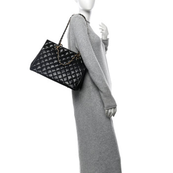 CHANEL Patent Quilted Grand Shopping Tote GST Black