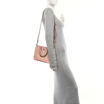 GUCCI GG Supreme Monogram Textured Dollar Calfskin Mini Ophidia Shoulder Tote Bag Rose Pink