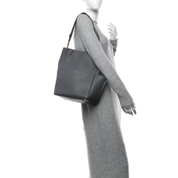 CELINE Soft Grained Calfskin Sangle Bucket Bag Grey