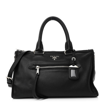 PRADA Vitello Phenix Shopping Satchel Black