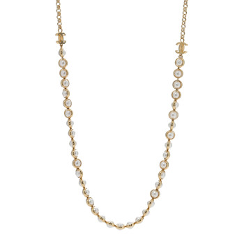 CHANEL Pearl CC Necklace Gold