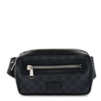 GUCCI Soft GG Supreme Monogram Web Belt Bag Black Grey