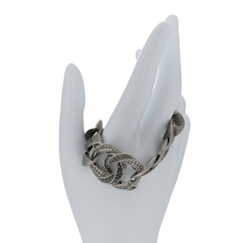 CHANEL Crystal CC Chain Link Bracelet Grey