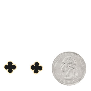 VAN CLEEF & ARPELS 18K Yellow Gold Black Onyx Sweet Alhambra Earrings