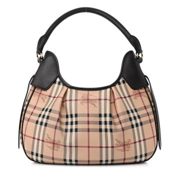 BURBERRY Haymarket Check Small Brooklyn Hobo Brown