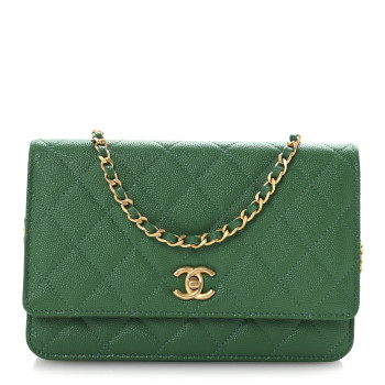 CHANEL Caviar Quilted Wallet on Chain WOC Green