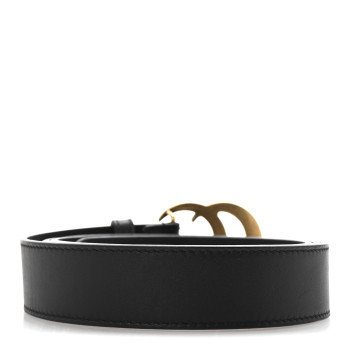 GUCCI Calfskin Double G 30mm Belt 100 40 Black