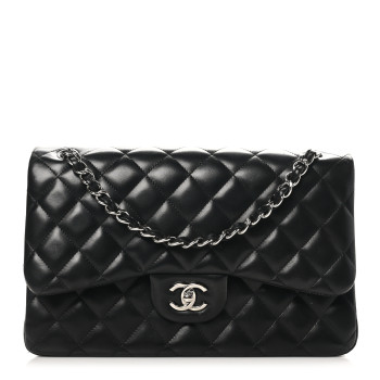 CHANEL Lambskin Quilted Jumbo Double Flap Black