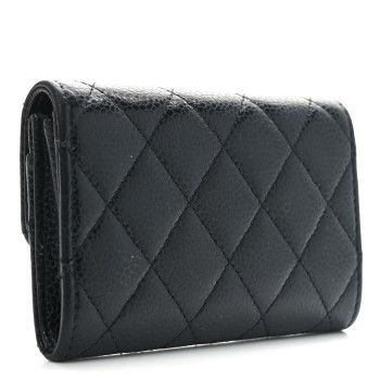 CHANEL Caviar Quilted Flap Card Holder Black