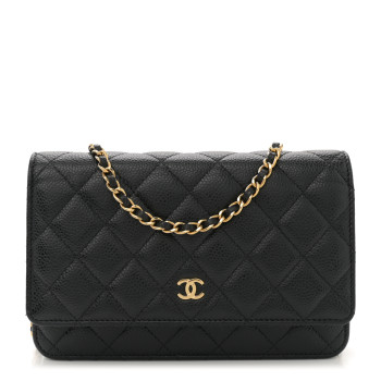 CHANEL Caviar Quilted Wallet on Chain WOC Black