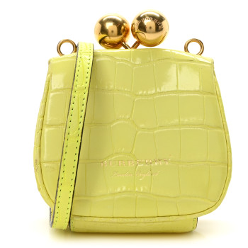 BURBERRY Alligator Mini Frame Bag Neon Yellow