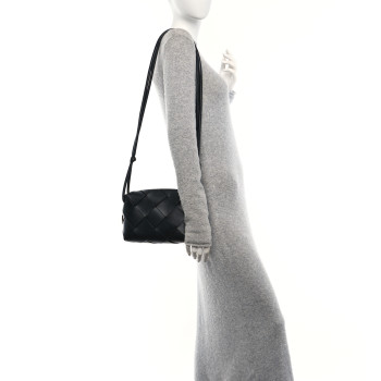BOTTEGA VENETA Lambskin Maxi Intrecciato Small Cassette Camera Bag Black