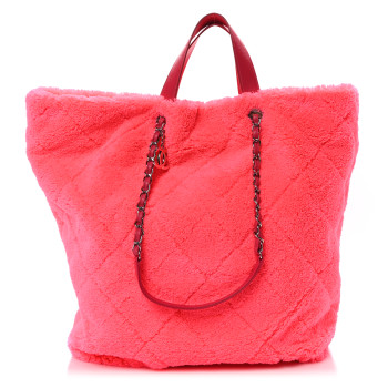 CHANEL Terry Cloth Quilted Coco Beach Large Shopping Tote Pink