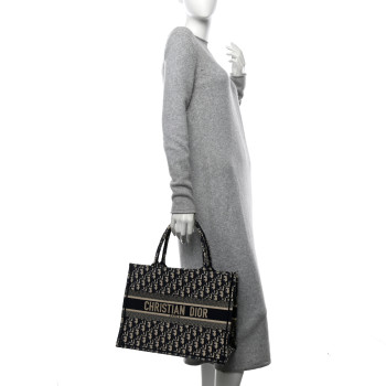 CHRISTIAN DIOR Oblique Medium Book Tote Blue Multicolor