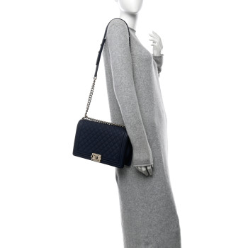 CHANEL Caviar Quilted New Medium Boy Flap Navy