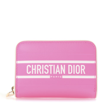 CHRISTIAN DIOR Calfskin Vibe Voyageur Card Holder Fluorescent Pink