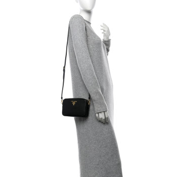 PRADA Saffiano Lux Small Camera Crossbody Bag Black