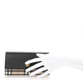 BURBERRY Vintage Check Calfskin Halton Wallet Black