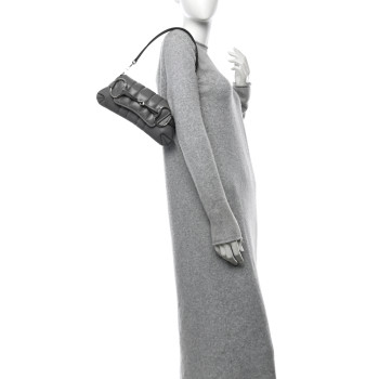 GUCCI Nappa Vertical Matelasse Small Maxi Horsebit Chain Shoulder Bag Gray