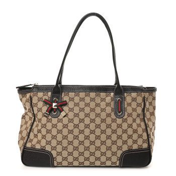 GUCCI Monogram Medium Princy Tote Dark Brown