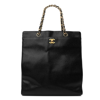CHANEL Caviar CC Shopper Tote Black