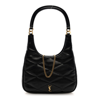 SAINT LAURENT Lambskin Quilted Monogram Sade Hobo Black