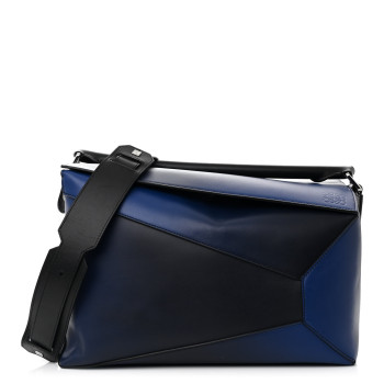 LOEWE Calfskin Large Puzzle Edge Bag Dark Marino
