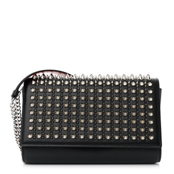 CHRISTIAN LOUBOUTIN Calfskin Paris Spikes Paloma Clutch Black