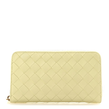 BOTTEGA VENETA Nappa Intrecciato Zip Around Wallet Ice Cream