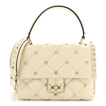 VALENTINO GARAVANI Nappa Medium Candystud Top Handle Bag Light Ivory
