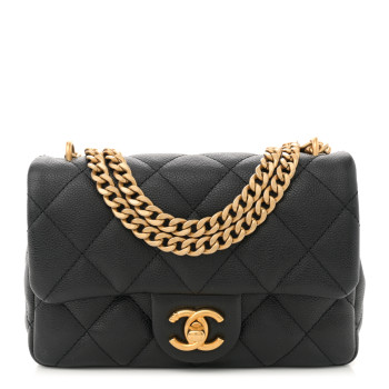 CHANEL Caviar Quilted Mini Sweetheart Rectangular Flap Black