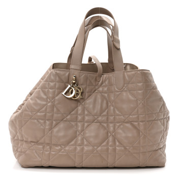 CHRISTIAN DIOR Calfskin Macrocannage Large Toujours Powder Beige