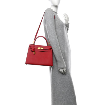 HERMES Epsom Horseshoe Kelly Sellier 28 Rouge Casaque Black